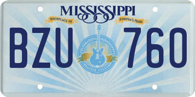 MS license plate BZU760