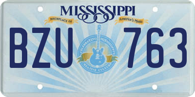MS license plate BZU763
