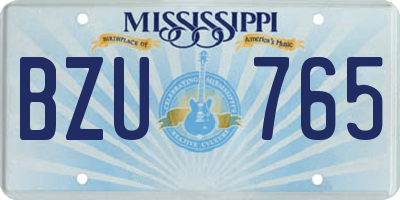 MS license plate BZU765