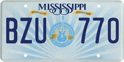 MS license plate BZU770