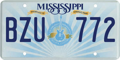MS license plate BZU772