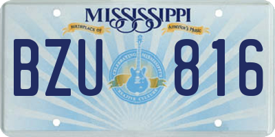 MS license plate BZU816