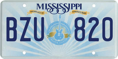 MS license plate BZU820