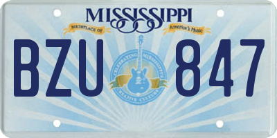 MS license plate BZU847