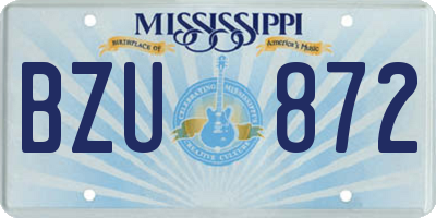 MS license plate BZU872