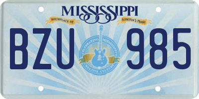 MS license plate BZU985