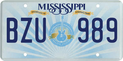 MS license plate BZU989