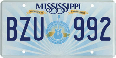 MS license plate BZU992