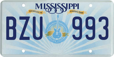MS license plate BZU993