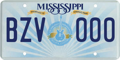 MS license plate BZV000