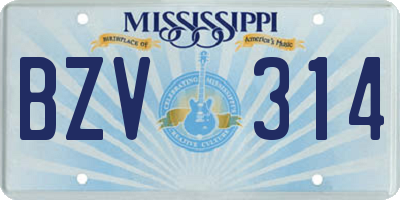 MS license plate BZV314