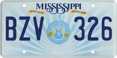 MS license plate BZV326
