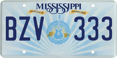 MS license plate BZV333