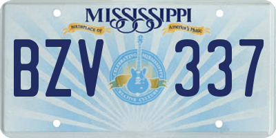 MS license plate BZV337