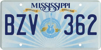 MS license plate BZV362