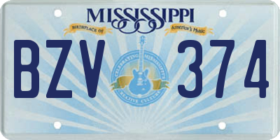 MS license plate BZV374