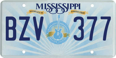 MS license plate BZV377