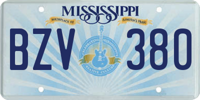 MS license plate BZV380