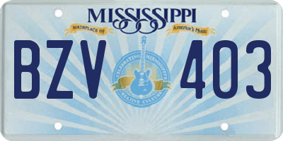 MS license plate BZV403