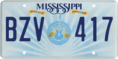 MS license plate BZV417