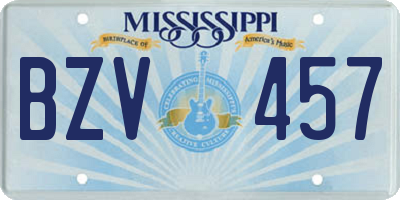 MS license plate BZV457