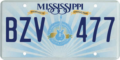 MS license plate BZV477
