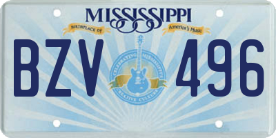 MS license plate BZV496