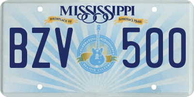 MS license plate BZV500
