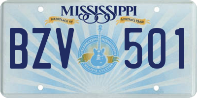 MS license plate BZV501