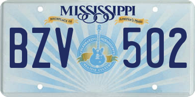 MS license plate BZV502
