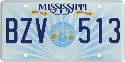 MS license plate BZV513