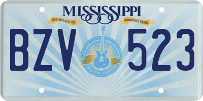 MS license plate BZV523