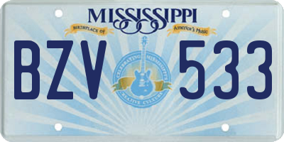 MS license plate BZV533