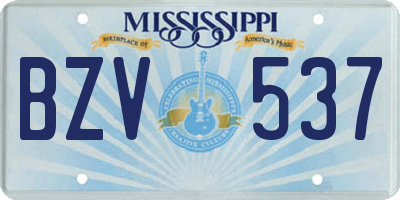 MS license plate BZV537