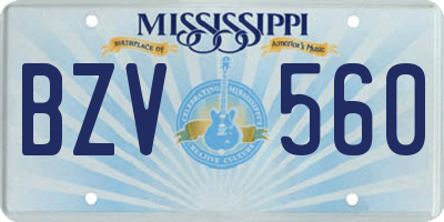 MS license plate BZV560