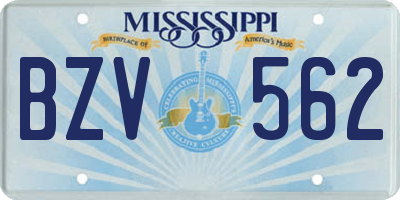 MS license plate BZV562