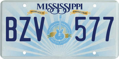 MS license plate BZV577
