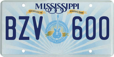 MS license plate BZV600