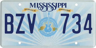 MS license plate BZV734