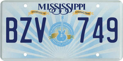 MS license plate BZV749