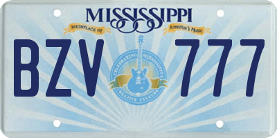 MS license plate BZV777