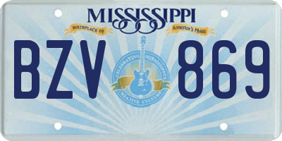 MS license plate BZV869