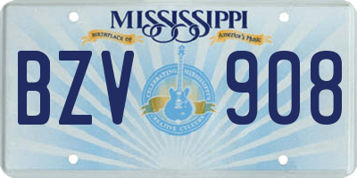 MS license plate BZV908