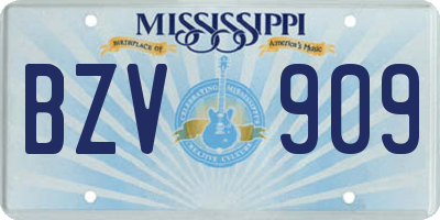 MS license plate BZV909