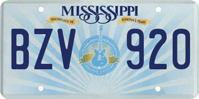 MS license plate BZV920