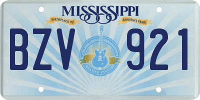 MS license plate BZV921