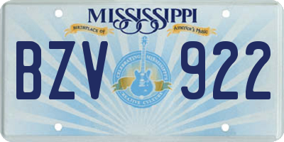 MS license plate BZV922