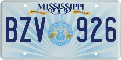 MS license plate BZV926
