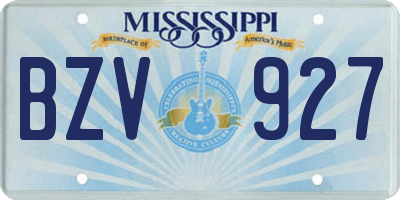 MS license plate BZV927