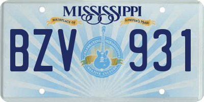 MS license plate BZV931